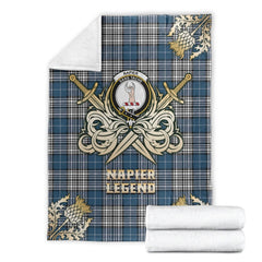 Clan Napier Modern Tartan Gold Courage Symbol Blanket XI96 Clan Napier Tartan Today   