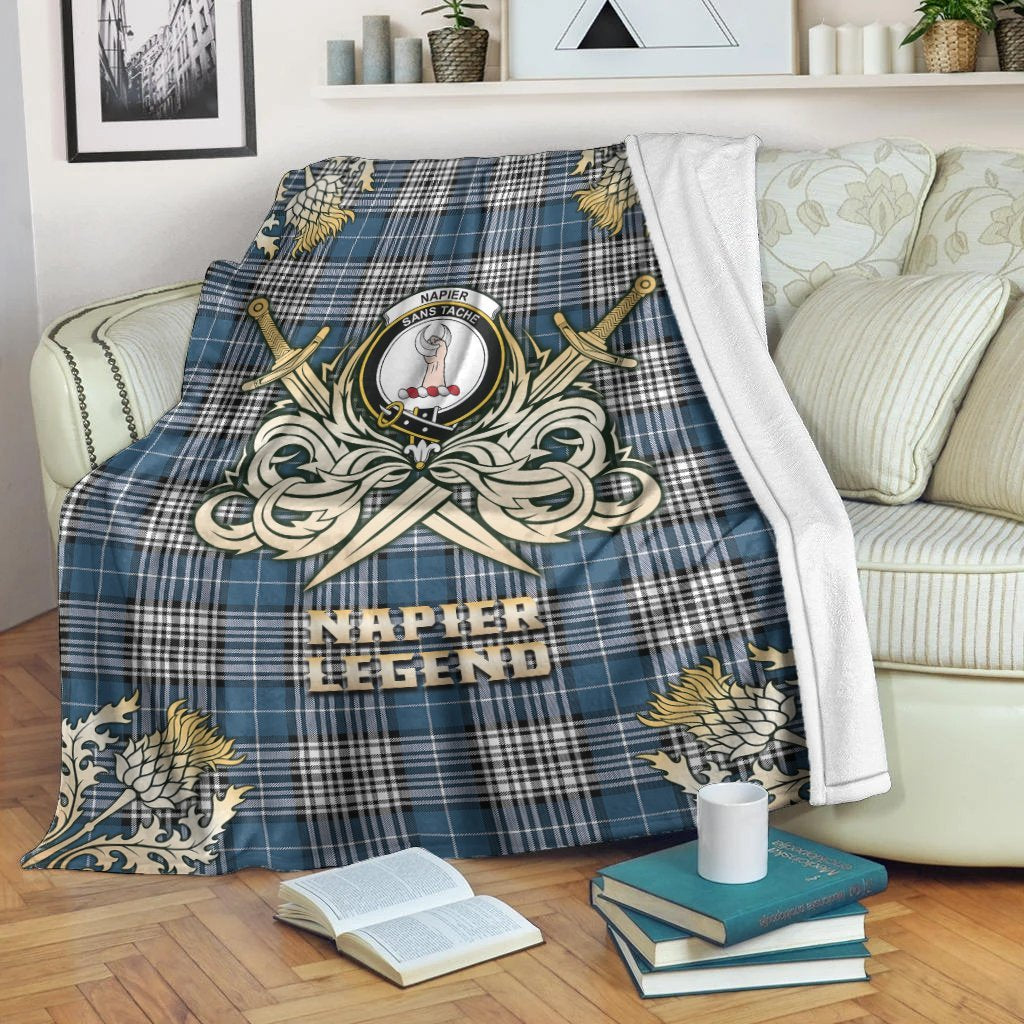 Clan Napier Modern Tartan Gold Courage Symbol Blanket XI96 Clan Napier Tartan Today   