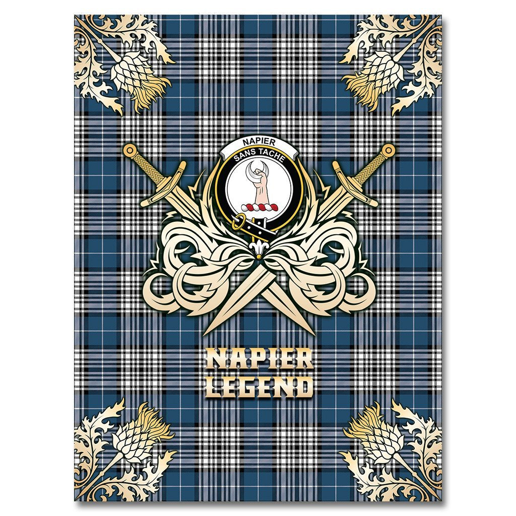 Clan Napier Modern Tartan Gold Courage Symbol Blanket XI96 Clan Napier Tartan Today   