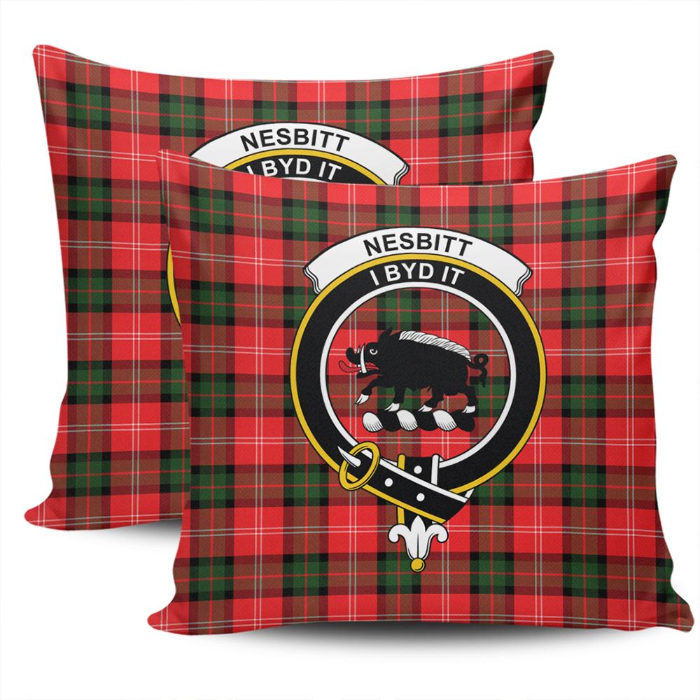 Clan Nesbitt Modern Tartan Crest Pillow Cover PA21 Clan Nesbitt Tartan Today   