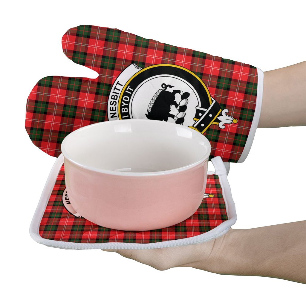 Clan Nesbitt Modern Tartan Crest Oven Mitt And Pot Holder (2 Oven Mitts + 1 Pot Holder) ZQ88 Clan Nesbitt Tartan Today   