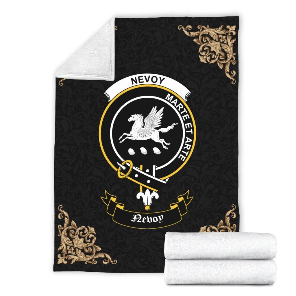 Clan Nevoy Crest Tartan Premium Blanket Black IF75 Clan Nevoy Tartan Today   