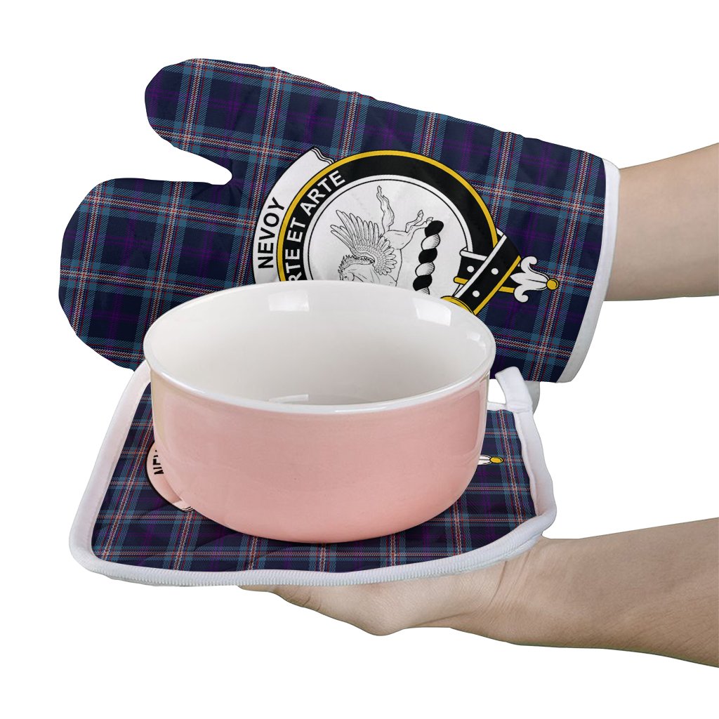 Clan Nevoy Tartan Crest Oven Mitt And Pot Holder (2 Oven Mitts + 1 Pot Holder) XR59 Clan Nevoy Tartan Today   