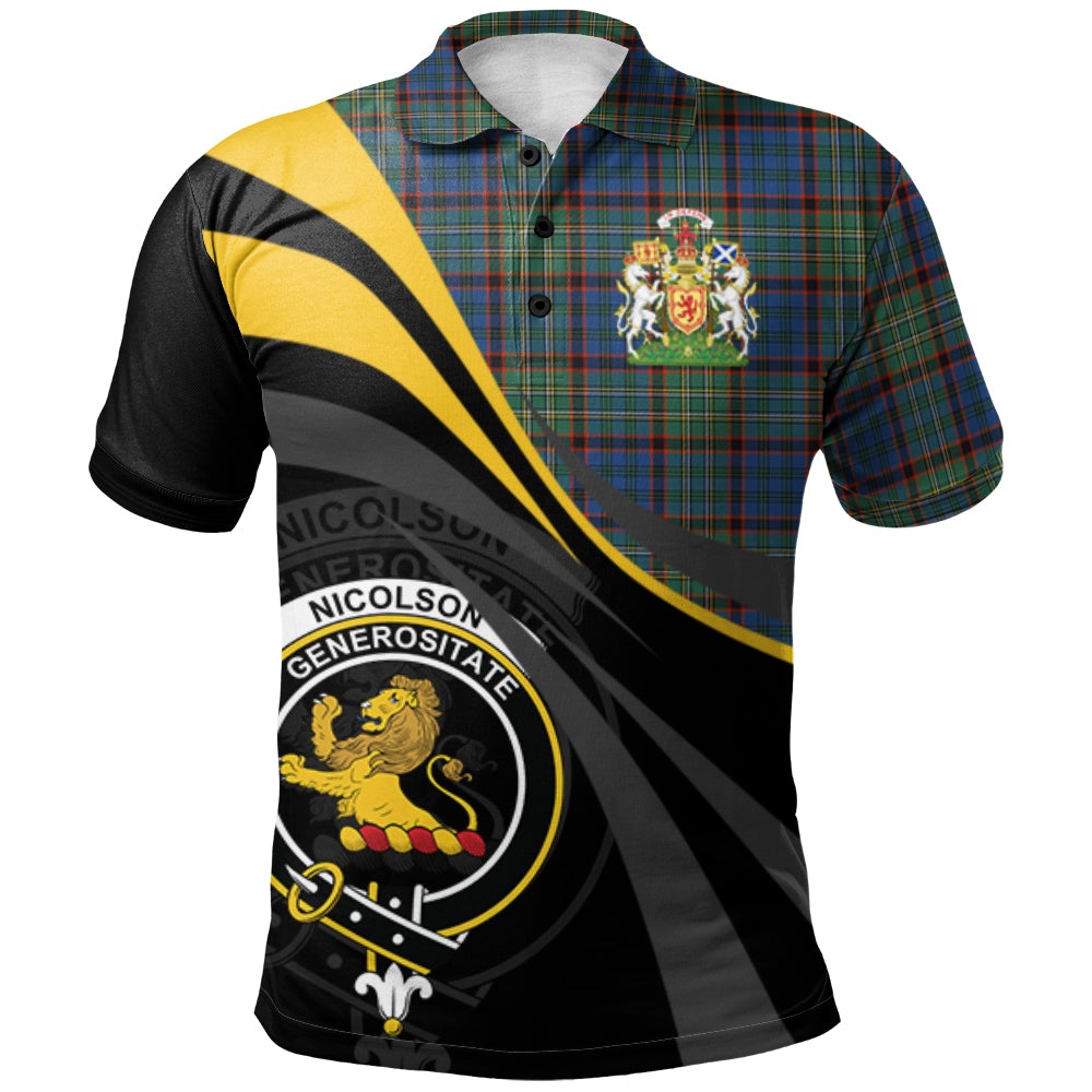 Clan Nicolson Hunting Ancient Tartan Polo Shirt - Royal Coat Of Arms Style CN31 Nicolson Hunting Ancient Tartan Tartan Polo   