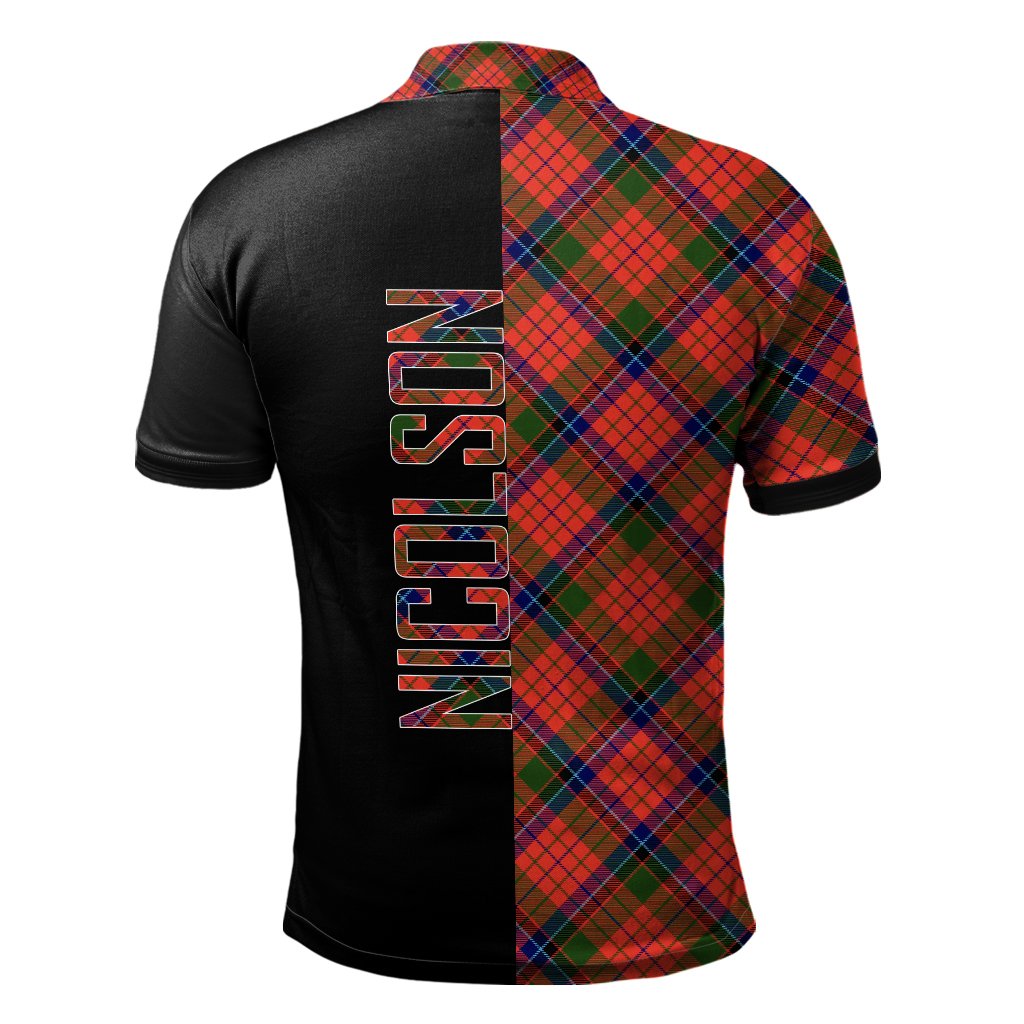 Clan Nicolson Modern Tartan Polo Shirt Half of Me - Cross Style JM56 Nicolson Modern Tartan Tartan Polo   