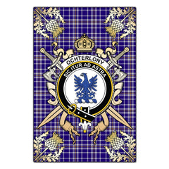 Clan Ochterlony Tartan Crest Black Garden Flag  - Gold Thistle  WP12 Clan Ochterlony/ Ochterlonie Tartan Today   