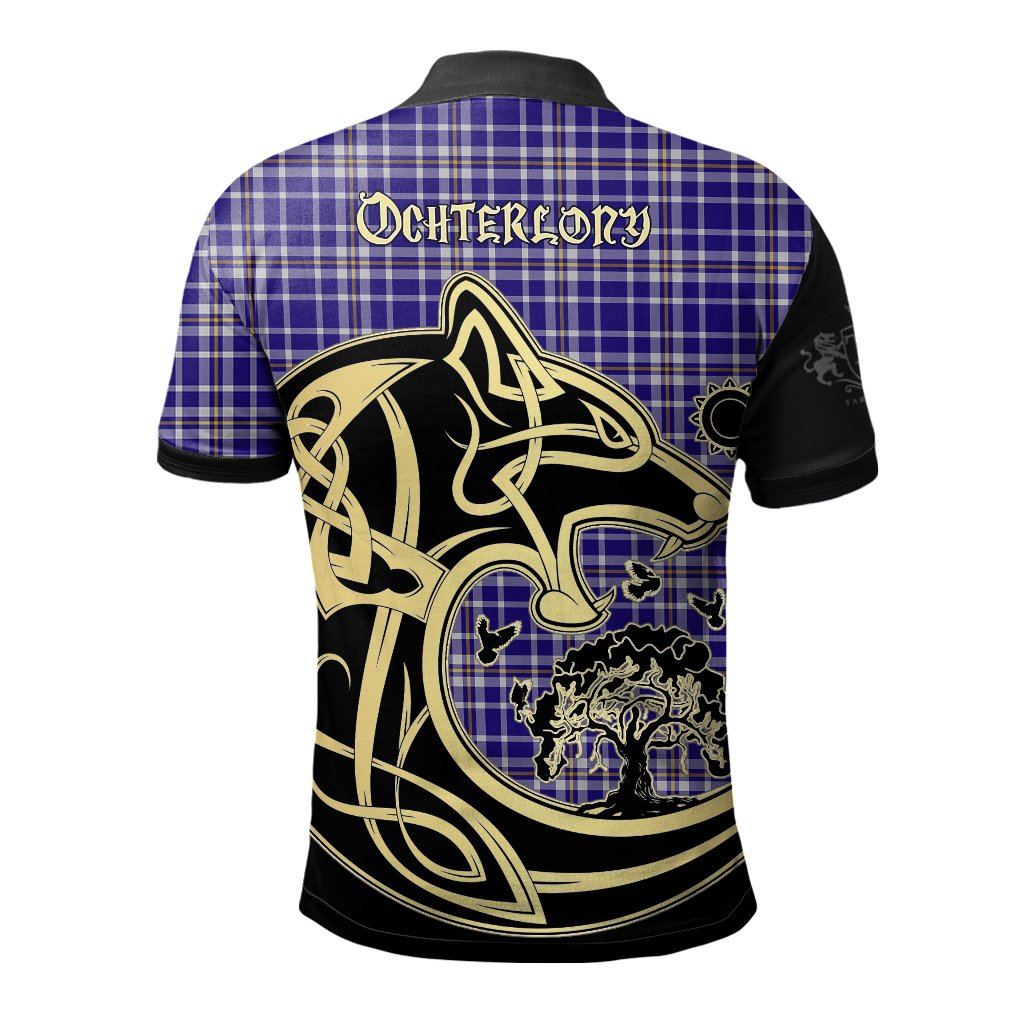 Clan Ochterlony Tartan Polo Shirt Viking Wolf PQ21 Ochterlony Tartan Tartan Polo   