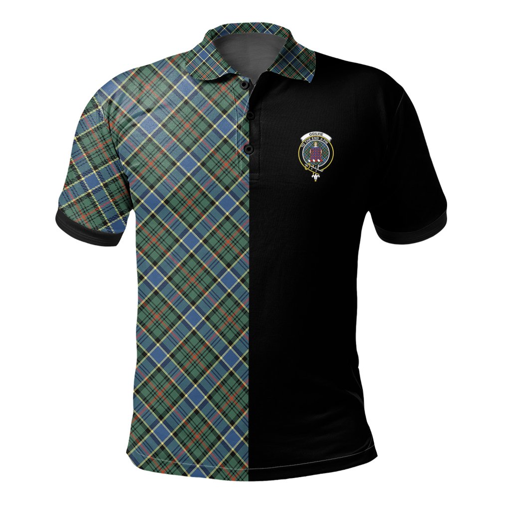 Clan Ogilvie Hunting Ancient Tartan Polo Shirt Half of Me - Cross Style JO71 Ogilvie Hunting Ancient Tartan Tartan Polo   