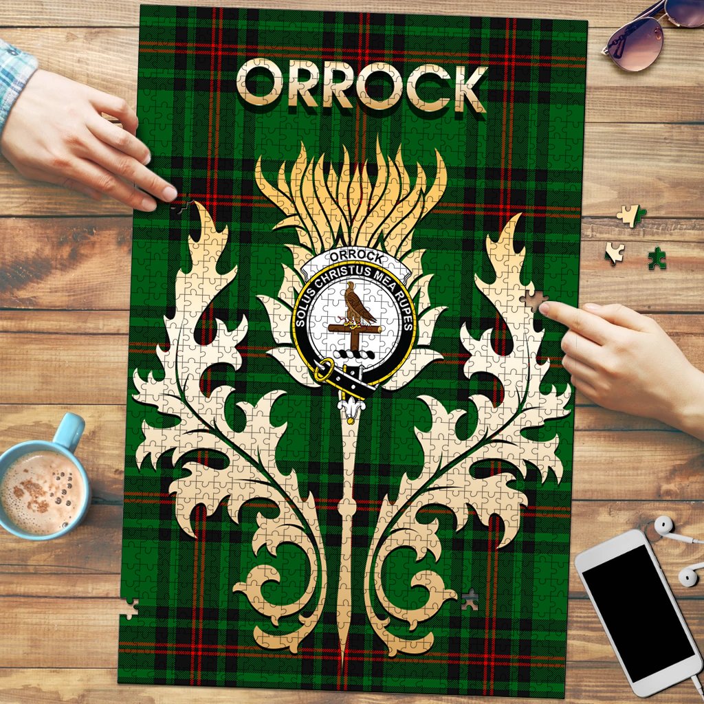 Clan Orrock Tartan Crest Thistle Jigsaw Puzzles Gift For Family GL12 Clan Orrock Tartan Today   