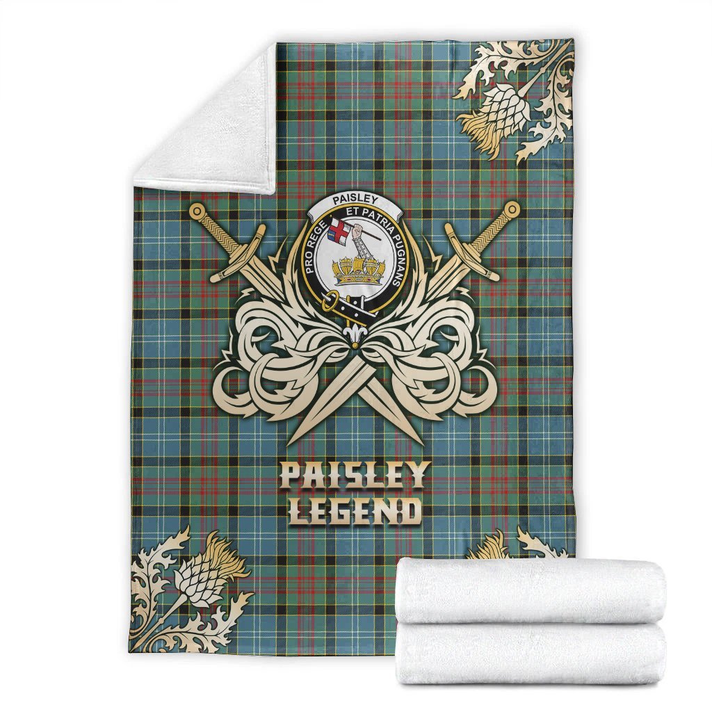 Clan Paisley Tartan Gold Courage Symbol Blanket PN24 Clan Paisley Tartan Today   