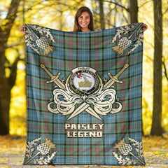 Clan Paisley Tartan Gold Courage Symbol Blanket PN24 Clan Paisley Tartan Today   