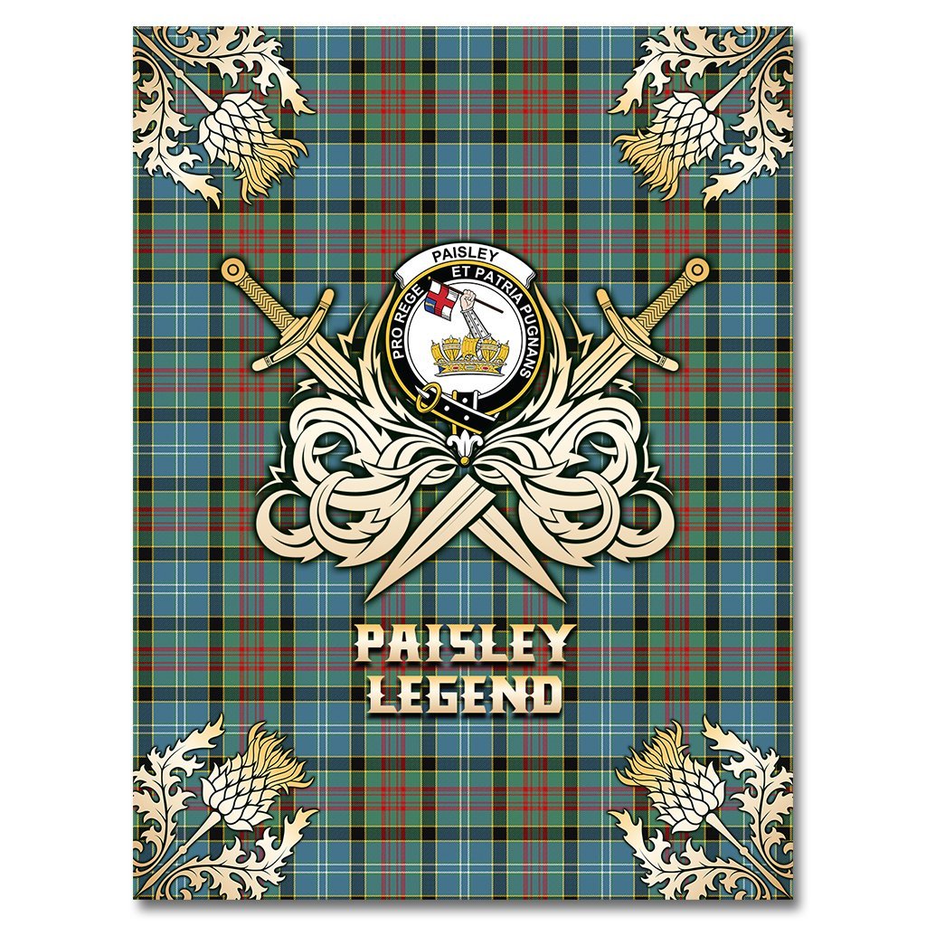 Clan Paisley Tartan Gold Courage Symbol Blanket PN24 Clan Paisley Tartan Today   