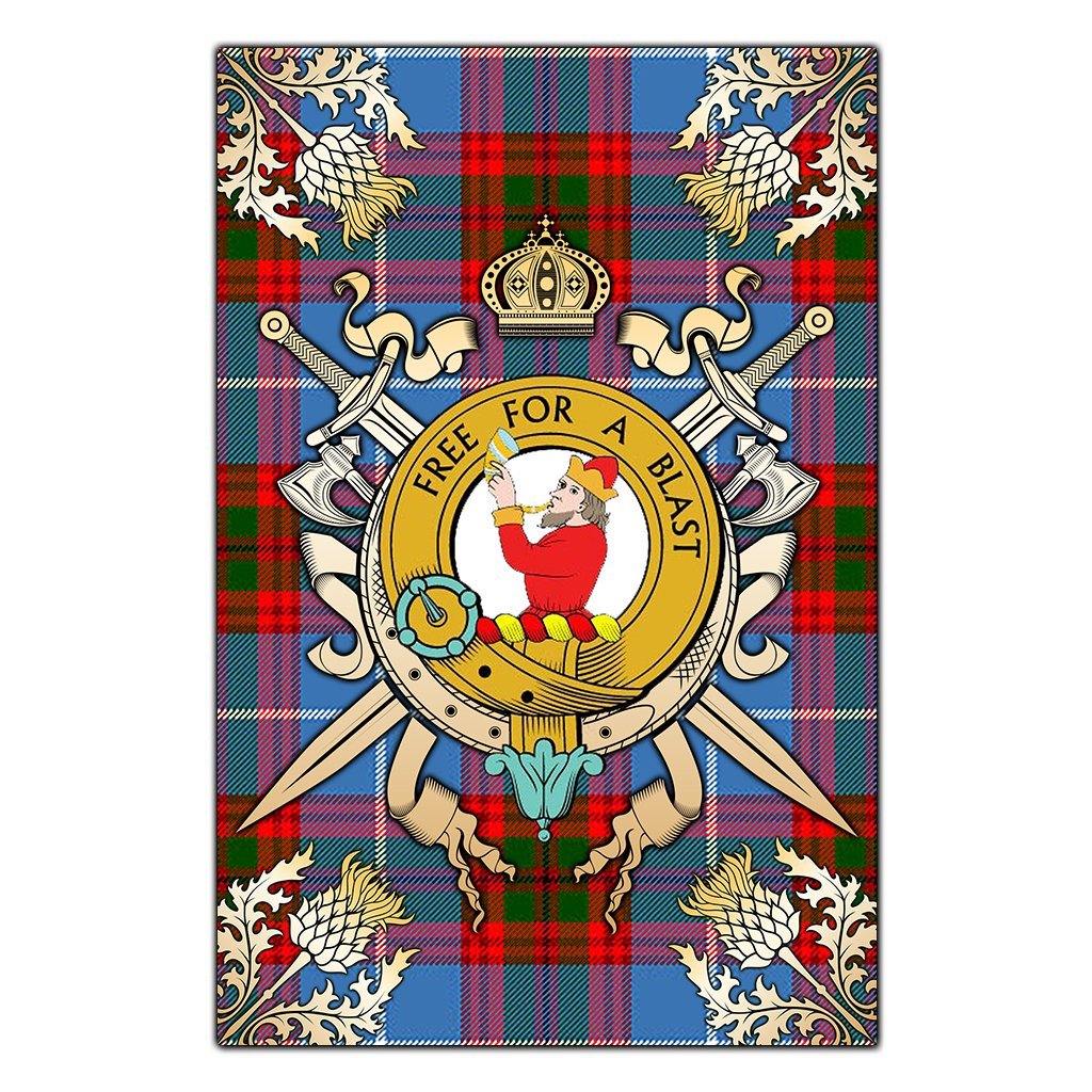 Clan Pennycook Tartan Crest Black Garden Flag  - Gold Thistle  DA45 Clan Pennycook Tartan Today   