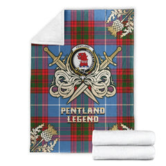 Clan Pentland Tartan Gold Courage Symbol Blanket XS49 Clan Pentland Tartan Today   