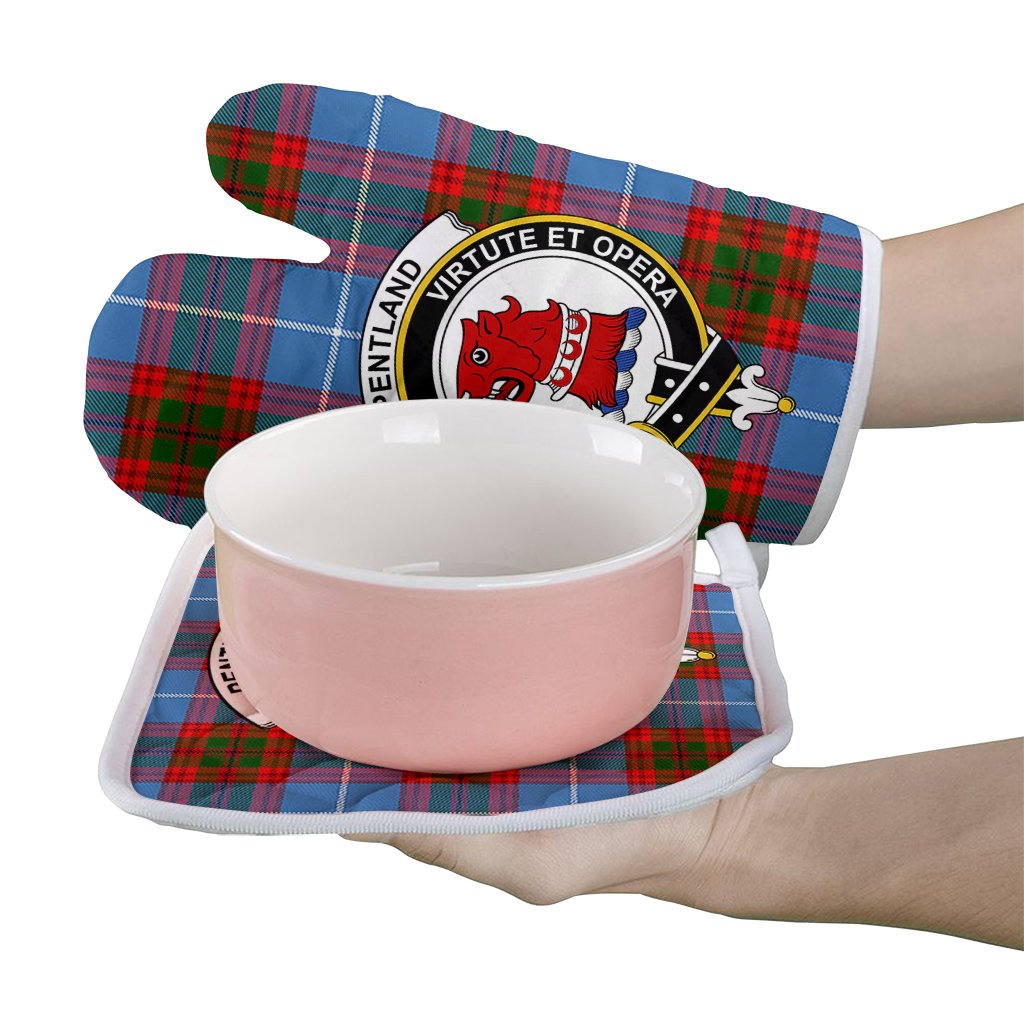 Clan Pentland Tartan Crest Oven Mitt And Pot Holder (2 Oven Mitts + 1 Pot Holder) IF87 Clan Pentland Tartan Today   