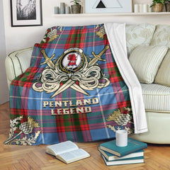 Clan Pentland Tartan Gold Courage Symbol Blanket XS49 Clan Pentland Tartan Today   