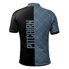 Clan Pitcairn Hunting Tartan Polo Shirt Half of Me - Cross Style WY98 Pitcairn Hunting Tartan Tartan Polo   