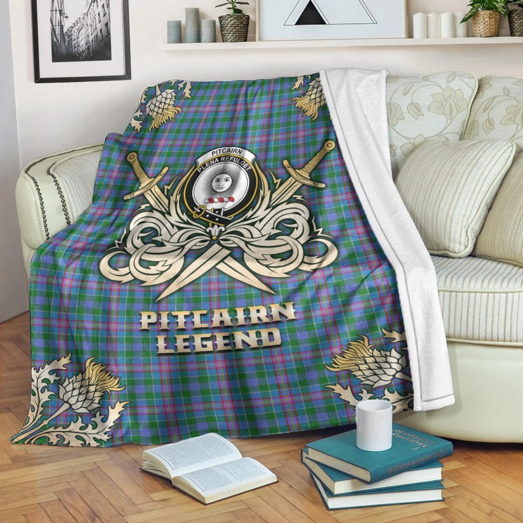 Clan Pitcairn Hunting Tartan Gold Courage Symbol Blanket RY94 Clan Pitcairn Tartan Today   