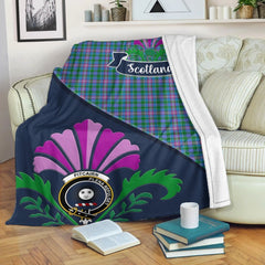 Clan Pitcairn Tartan Crest Premium Blanket Thistle Style ZW39 Clan Pitcairn Tartan Today   