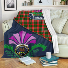 Clan Pollock Tartan Crest Premium Blanket Thistle Style WB36 Clan Pollock Tartan Today   