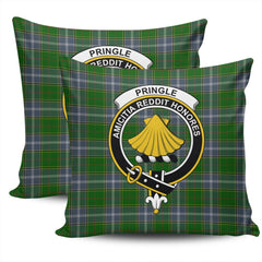 Clan Pringle Tartan Crest Pillow Cover LR80 Clan Pringle Tartan Today   