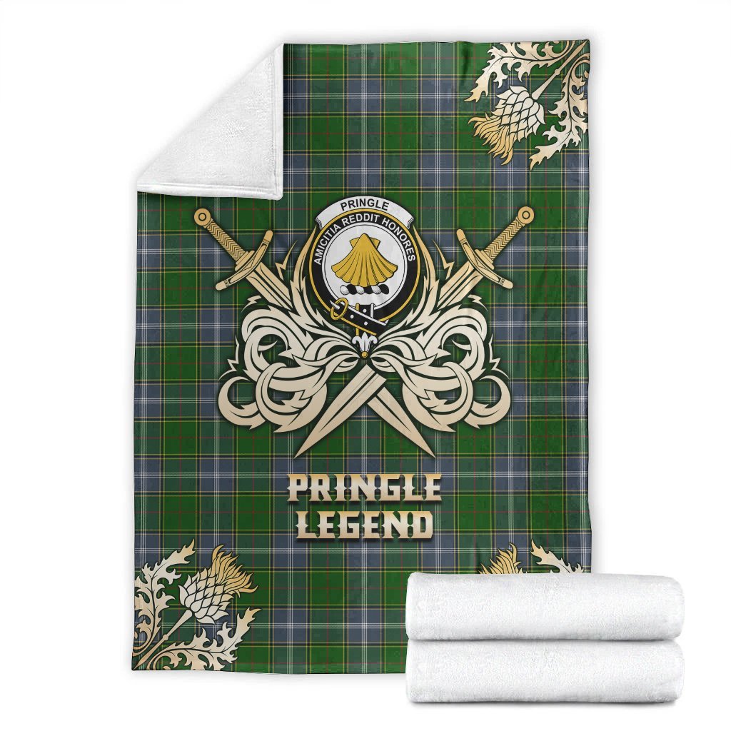 Clan Pringle Tartan Gold Courage Symbol Blanket FT13 Clan Pringle Tartan Today   