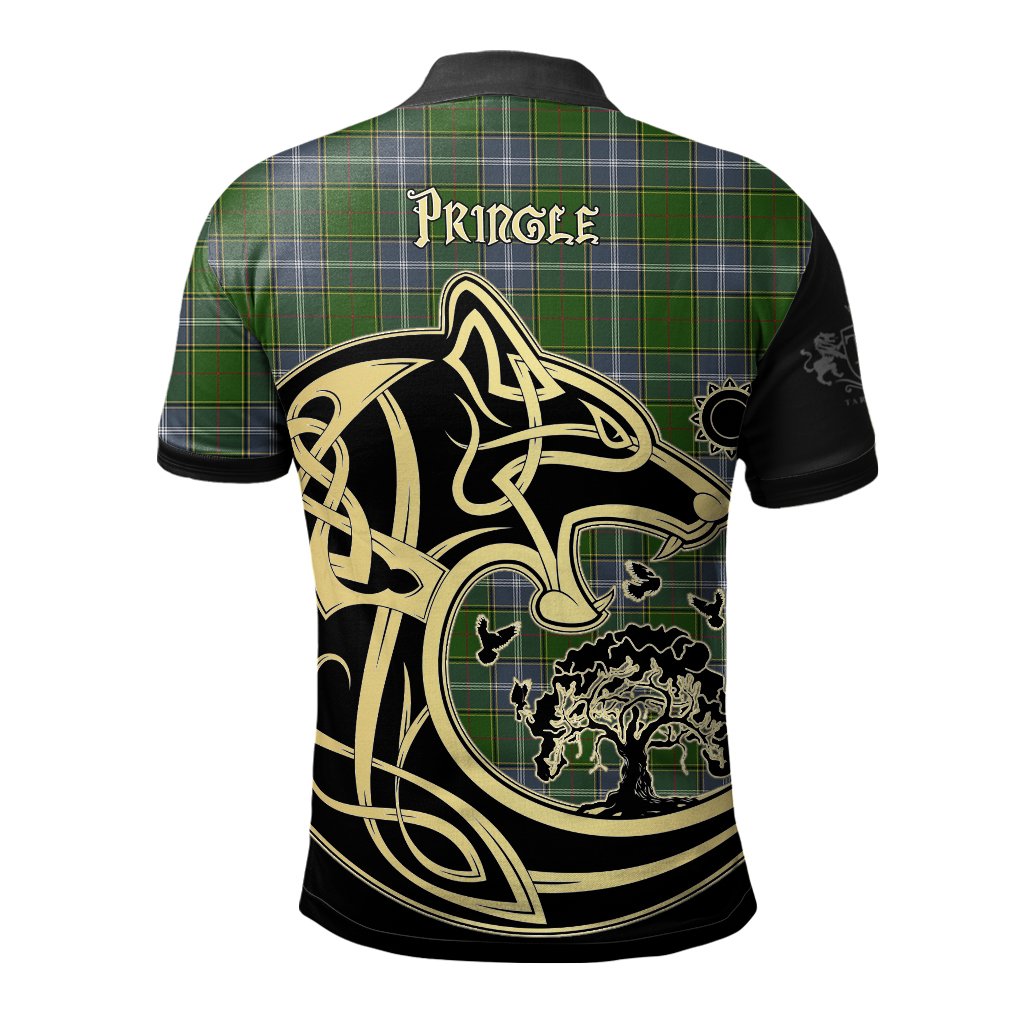 Clan Pringle Tartan Polo Shirt Viking Wolf LM17 Pringle Tartan Tartan Polo   