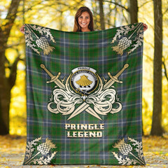 Clan Pringle Tartan Gold Courage Symbol Blanket FT13 Clan Pringle Tartan Today   