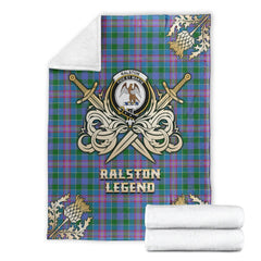 Clan Ralston Tartan Gold Courage Symbol Blanket SK39 Clan Ralston Tartan Today   