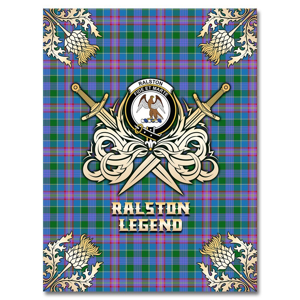 Clan Ralston Tartan Gold Courage Symbol Blanket SK39 Clan Ralston Tartan Today   