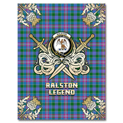 Clan Ralston Tartan Gold Courage Symbol Blanket SK39 Clan Ralston Tartan Today   