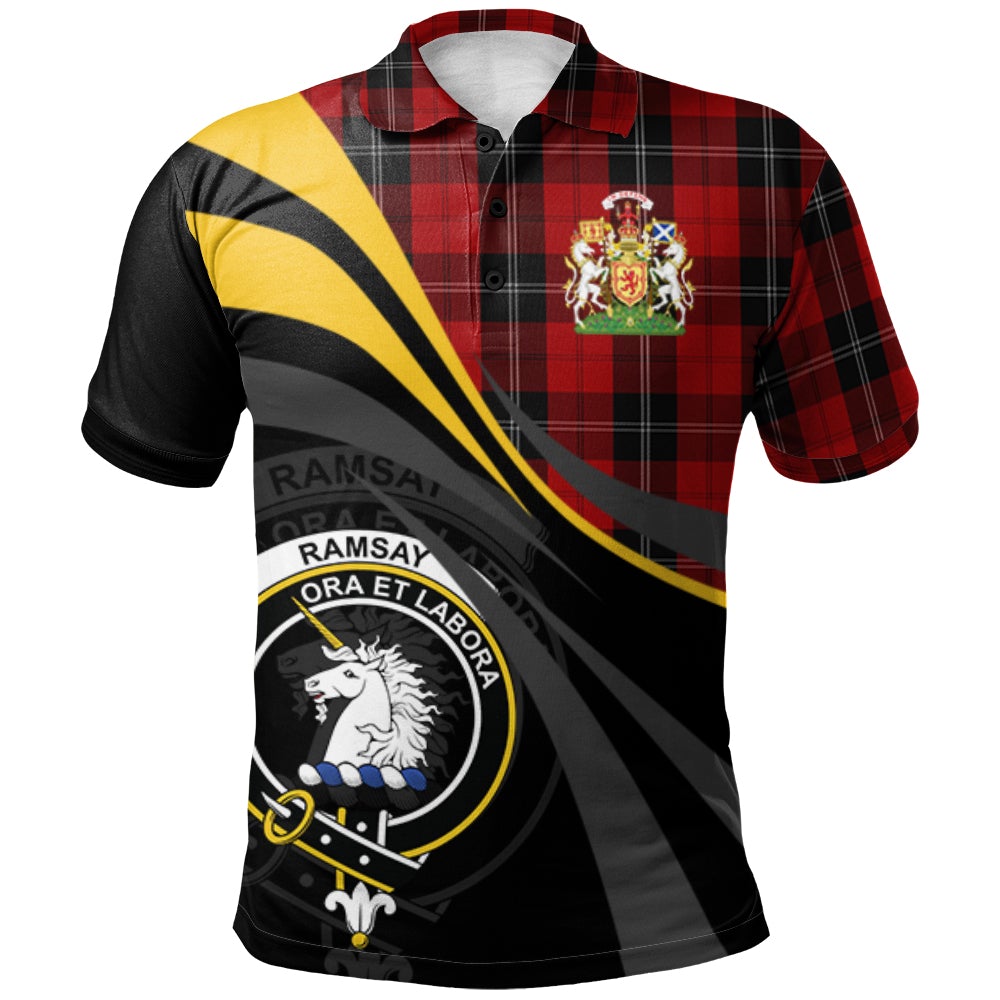 Clan Ramsay Tartan Polo Shirt - Royal Coat Of Arms Style SH25 Ramsay Tartan Tartan Polo   