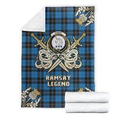 Clan Ramsay Blue Ancient Tartan Gold Courage Symbol Blanket OU92 Clan Ramsay Tartan Today   