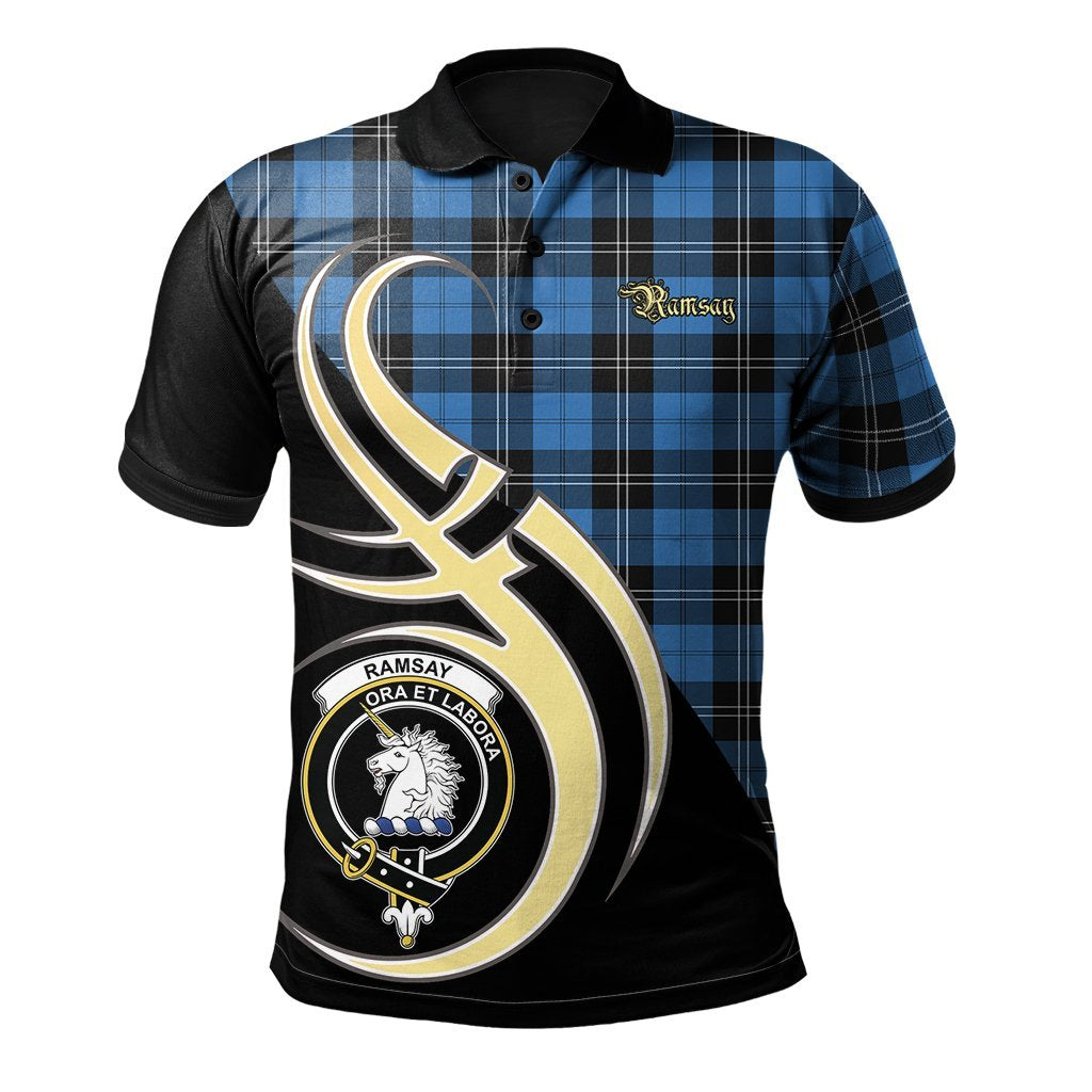 Clan Ramsay Blue Ancient Tartan Polo Shirt - Believe In Me Style FX15 Ramsay Blue Ancient Tartan Tartan Polo   