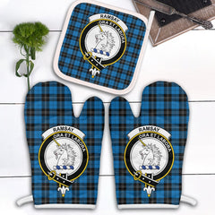 Clan Ramsay Blue Ancient Tartan Crest Oven Mitt And Pot Holder (2 Oven Mitts + 1 Pot Holder) RC40 Clan Ramsay Tartan Today   