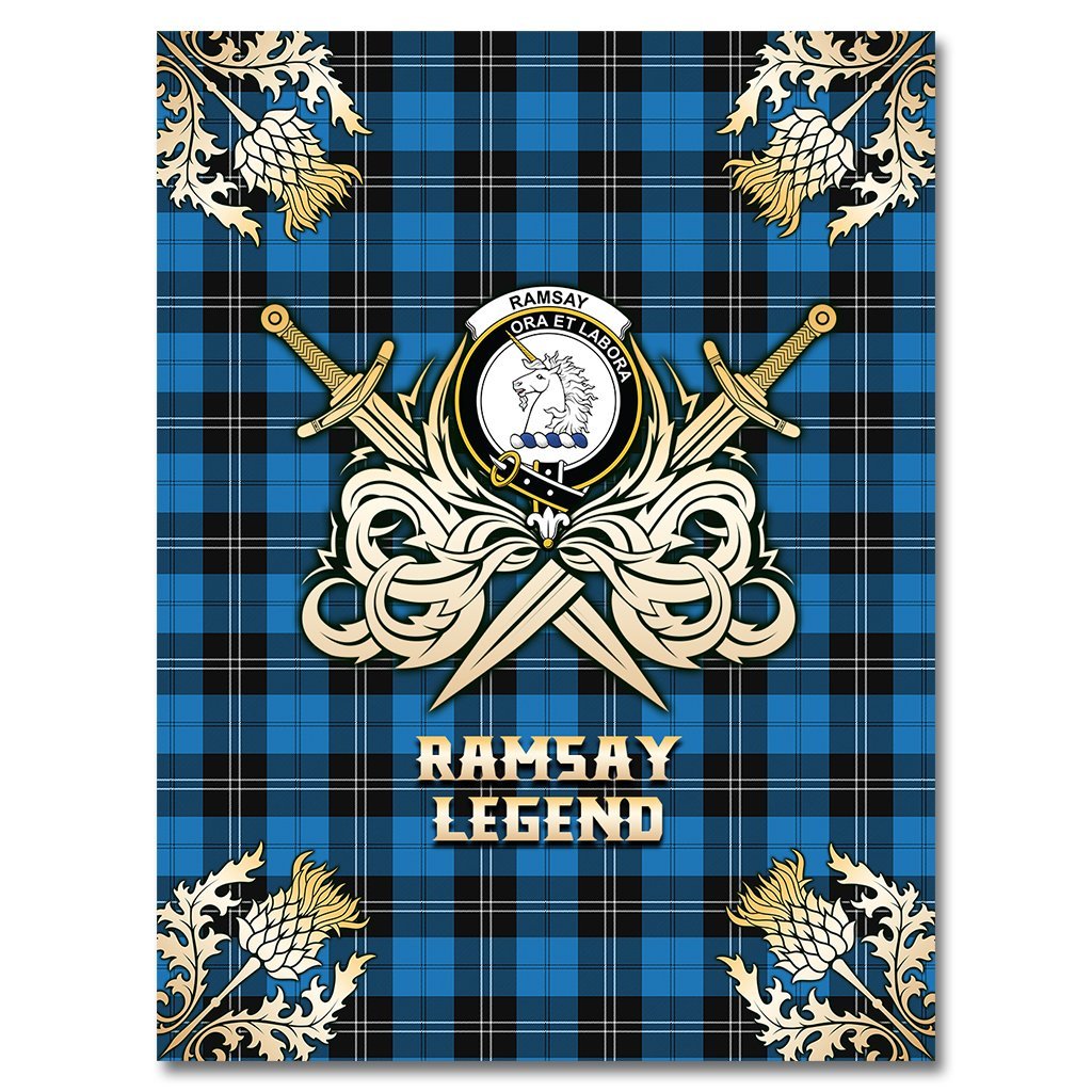 Clan Ramsay Blue Ancient Tartan Gold Courage Symbol Blanket OU92 Clan Ramsay Tartan Today   