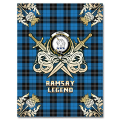 Clan Ramsay Blue Ancient Tartan Gold Courage Symbol Blanket OU92 Clan Ramsay Tartan Today   