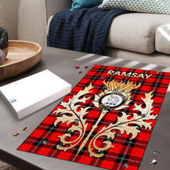 Clan Ramsay Modern Tartan Crest Thistle Jigsaw Puzzles Gift For Family HQ59 Clan Ramsay Tartan Today   