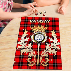 Clan Ramsay Modern Tartan Crest Thistle Jigsaw Puzzles Gift For Family HQ59 Clan Ramsay Tartan Today   