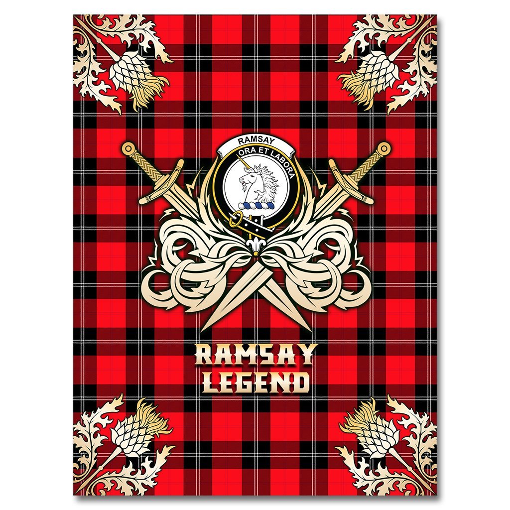 Clan Ramsay Modern Tartan Gold Courage Symbol Blanket LA59 Clan Ramsay Tartan Today   