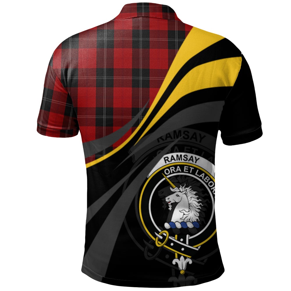 Clan Ramsay Red Tartan Polo Shirt - Royal Coat Of Arms Style HO57 Ramsay Red Tartan Tartan Polo   