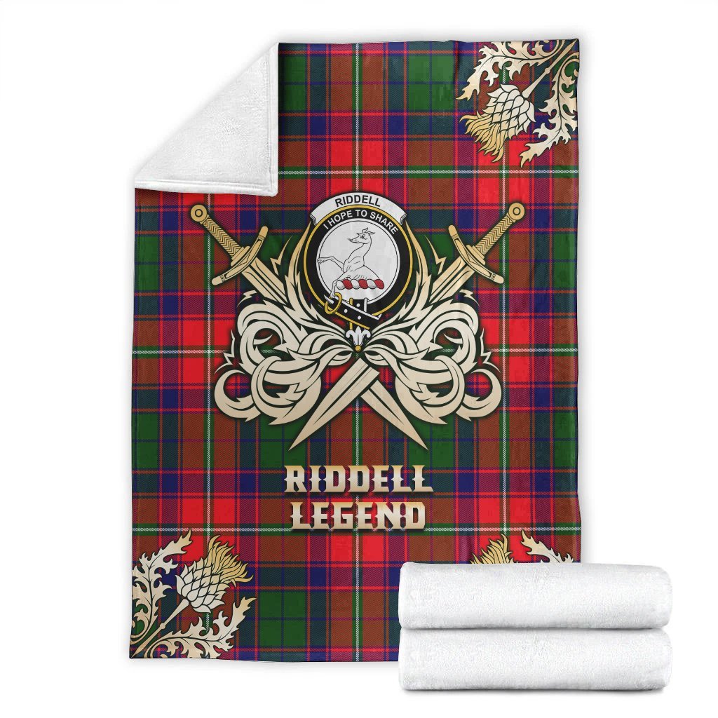 Clan Riddell Tartan Gold Courage Symbol Blanket IJ79 Clan Riddell Tartan Today   