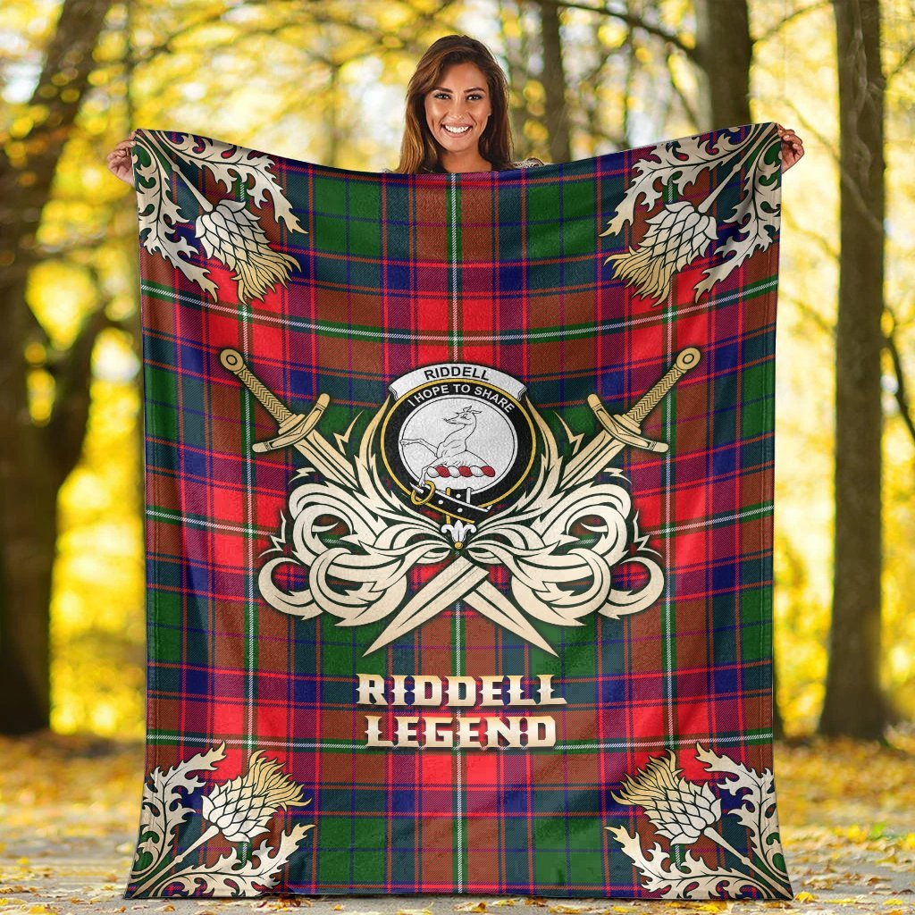 Clan Riddell Tartan Gold Courage Symbol Blanket IJ79 Clan Riddell Tartan Today   