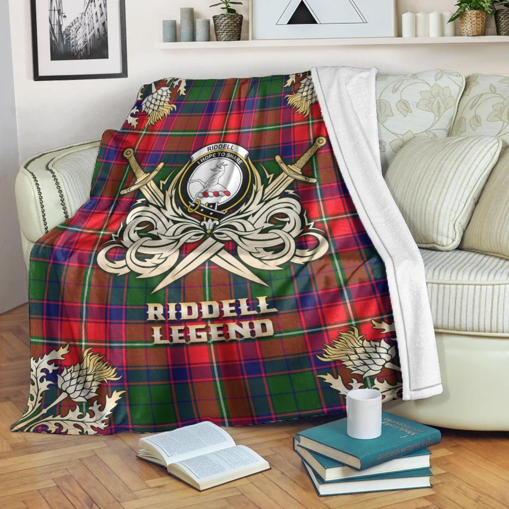 Clan Riddell Tartan Gold Courage Symbol Blanket IJ79 Clan Riddell Tartan Today   