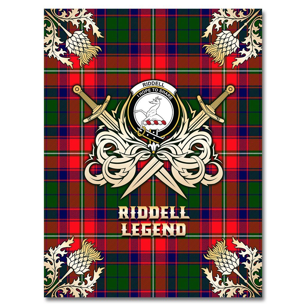 Clan Riddell Tartan Gold Courage Symbol Blanket IJ79 Clan Riddell Tartan Today   