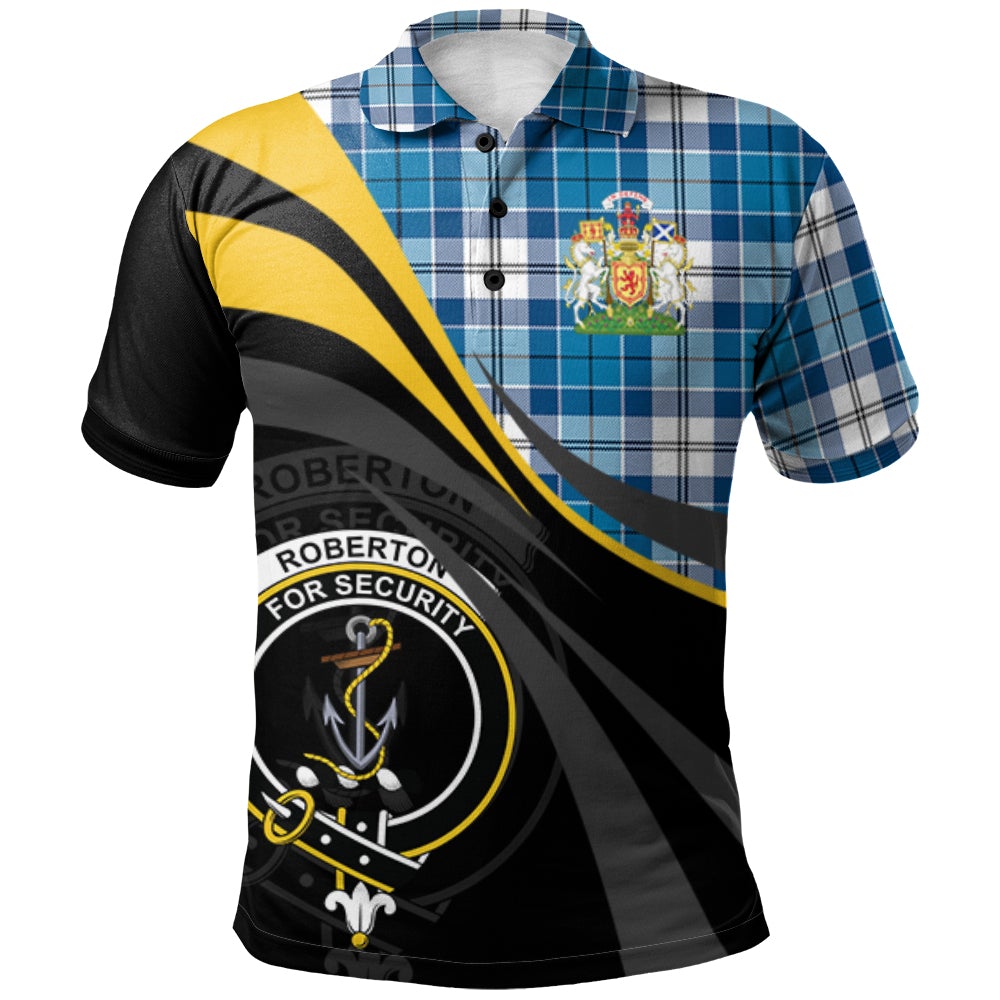 Clan Roberton Tartan Polo Shirt - Royal Coat Of Arms Style VQ31 Roberton Tartan Tartan Polo   