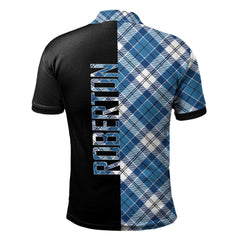 Clan Roberton Tartan Polo Shirt Half of Me - Cross Style YK49 Roberton Tartan Tartan Polo   