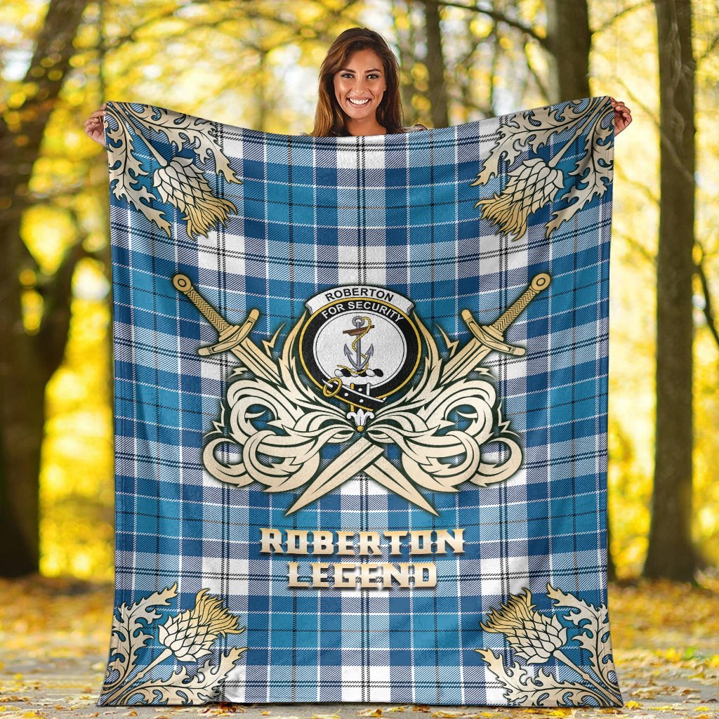 Clan Roberton Tartan Gold Courage Symbol Blanket KY94 Clan Roberton Tartan Today   