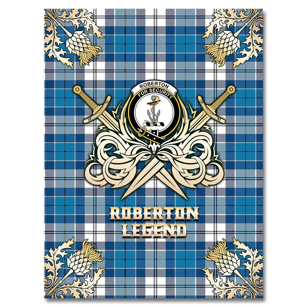 Clan Roberton Tartan Gold Courage Symbol Blanket KY94 Clan Roberton Tartan Today   