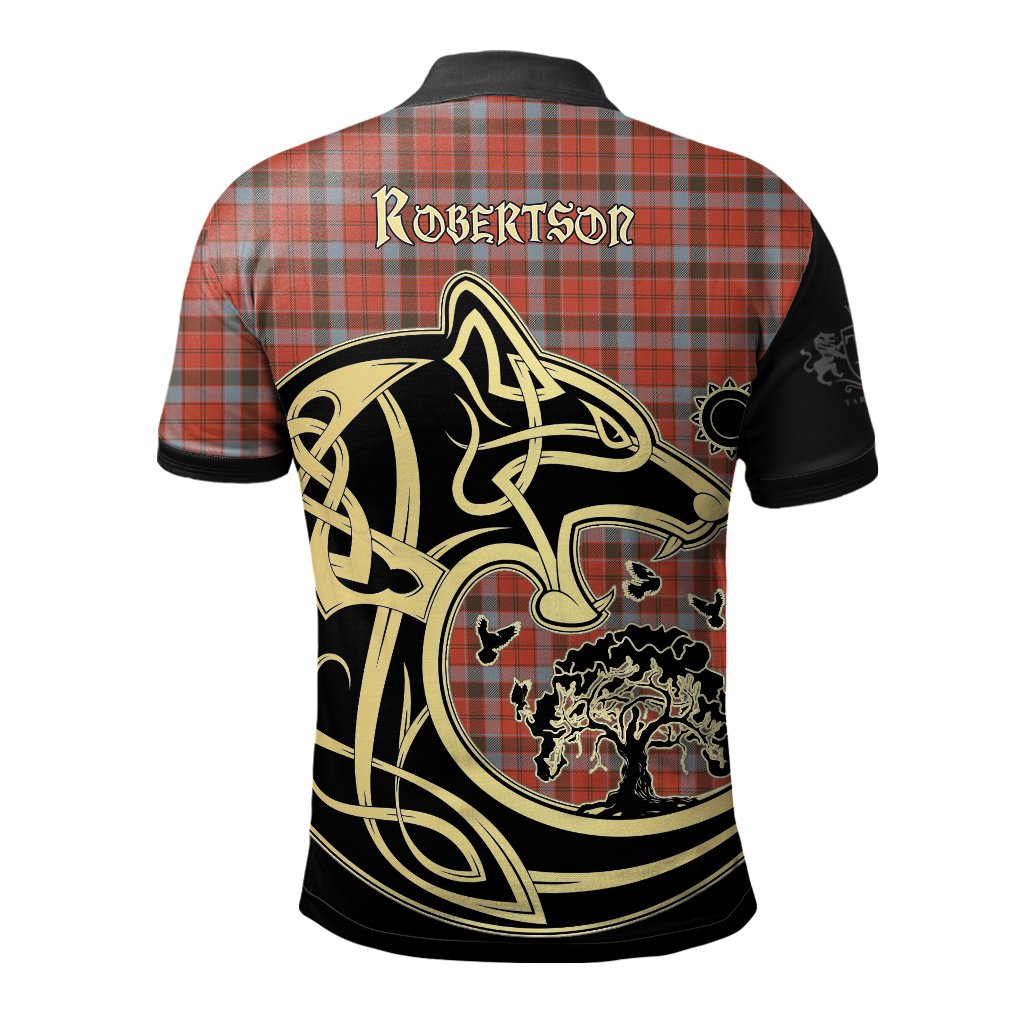 Clan Robertson Weathered Tartan Polo Shirt Viking Wolf GS22 Robertson Weathered Tartan Tartan Polo   